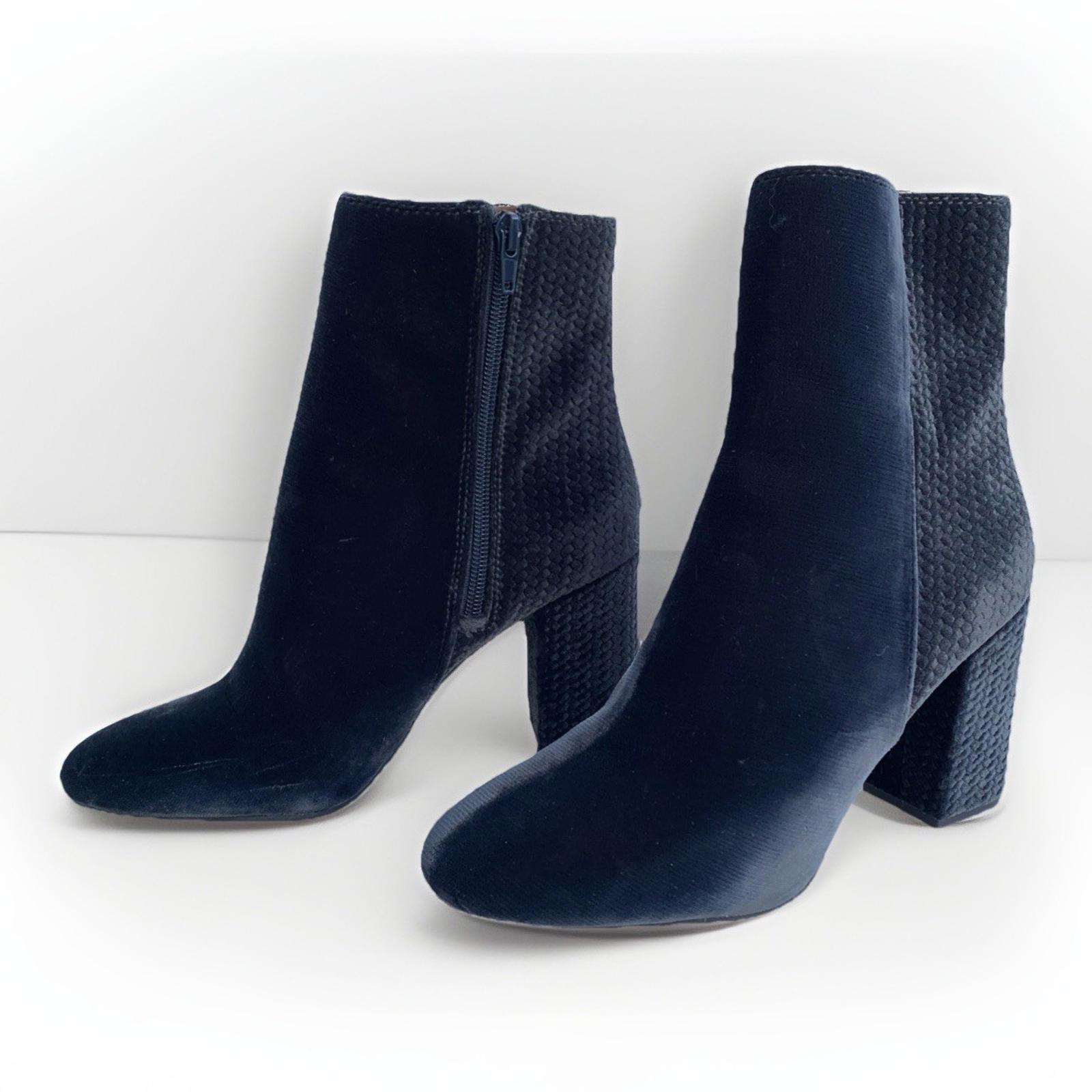 Lucky Brand Wesson Booties Velvet Boots Womens 75 Dark Gray Velvet Block Heels